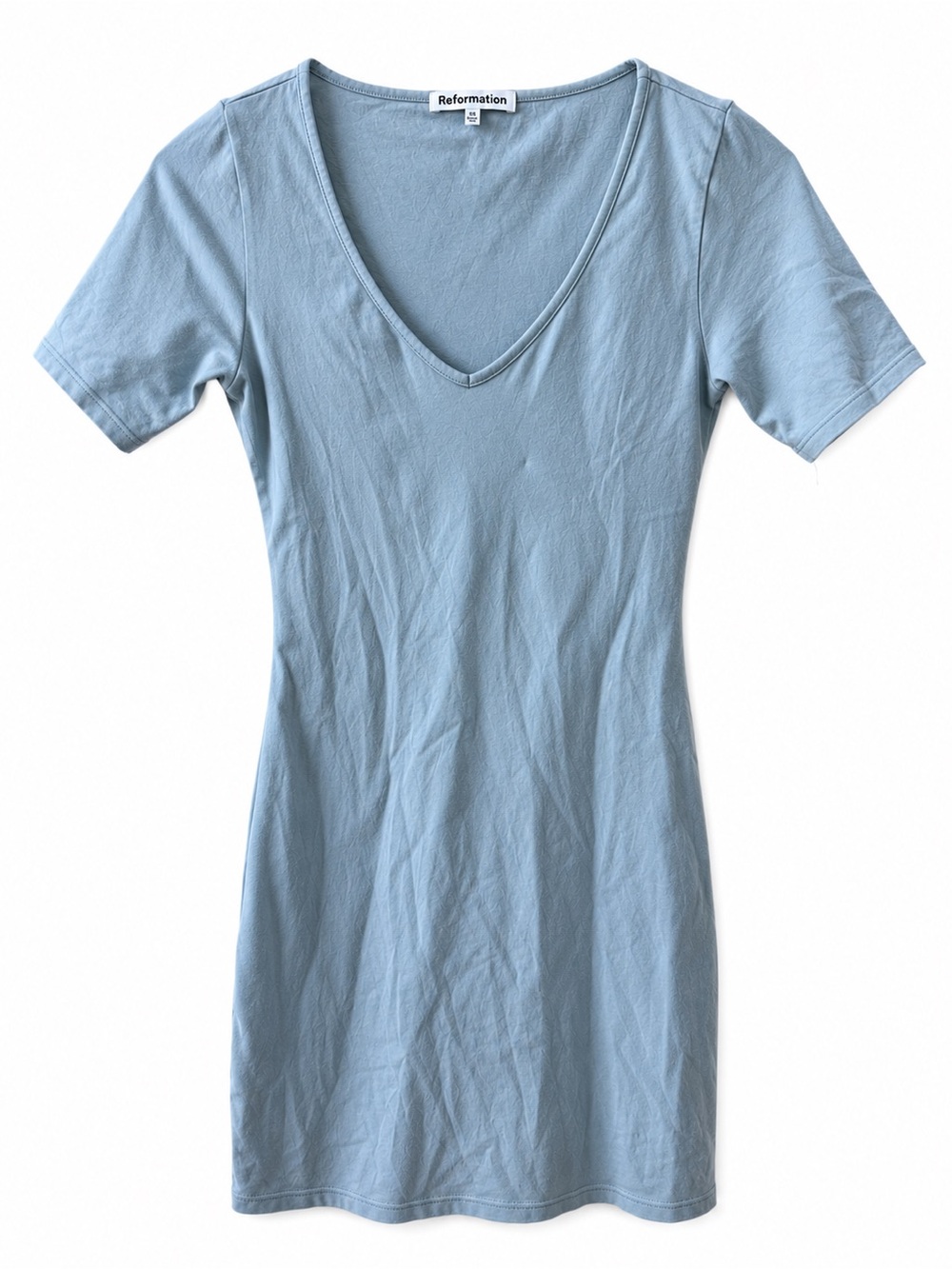 Reformation light blue ribbed scoop-neck T-shirt dress